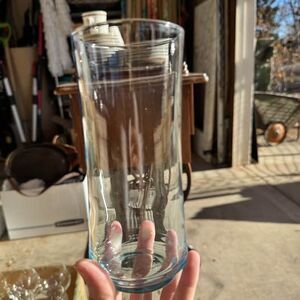 Vtg Mid Mod Drinking Glasses - Collins Cocktail Tall Tumblers - light blue swirl